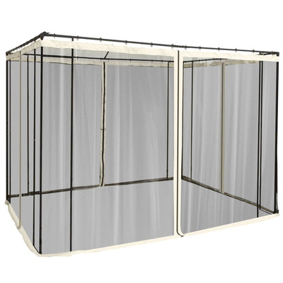 Outsunny Replacement Mosquito Netting for Gazebo 10' x 10' Black Screen Walls for Canopy w/ Zippers for Parties and Outdoor Activities 