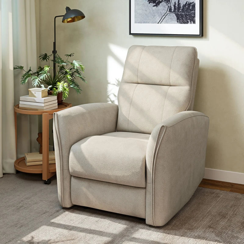 Power Recliner Chair, Fabric Upholstered Recliner Chair with USB Ports, Footrest, Beige