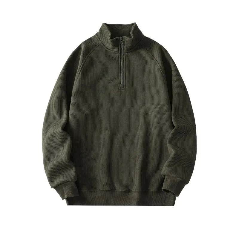 Autumn Winter half zip Stand-collar Fleece Sweatshirt Pullover tops for men 