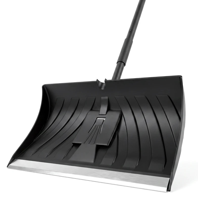 2-in-1 Snow Shovel & Ice Scraper, 22" Heavy-Duty Snow Pusher with Metal Wear Strip