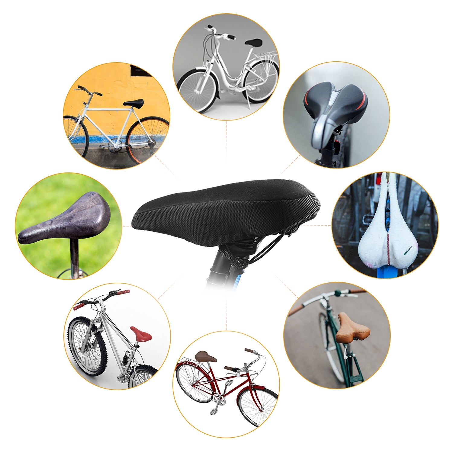 Bike Seat Cover Anti-Slip Comfortable Bicycle Padded Saddle Cover Wear Resistant Soft Gel Cushion For Narrow Bike Seats Mountain Bike Seat 