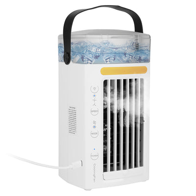 4 In 1 Portable Air Conditioner Fan Evaporative Air Cooler Water Mist Cooling Fan for Desktop 3 Speeds Nightlight 