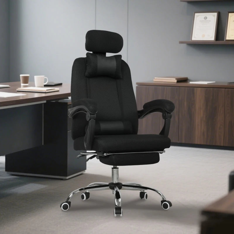 Ergonomic Executive High Back Office Chair with Footrest, Lumbar Support, Black