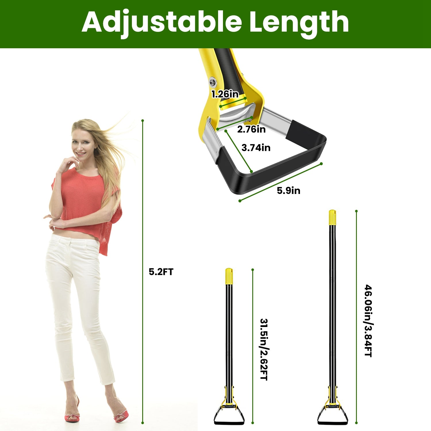 46.06in Adjustable Garden Hoe Handheld Stirrup Hula Hoe Scuffle Loop Hoe Gardening Weeder Cultivator Weeding Rake for Weeding/Loosening Soil