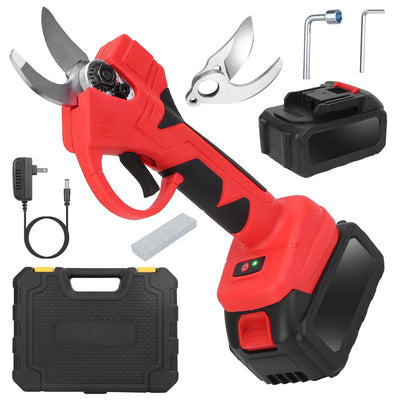 21V Cordless Electric Pruning Shears 40mm 1.57" Electric Branch Scissors Tree Branch Cutter with 2 Rechargeable Batteries Sharpening Stone Blade Repla 