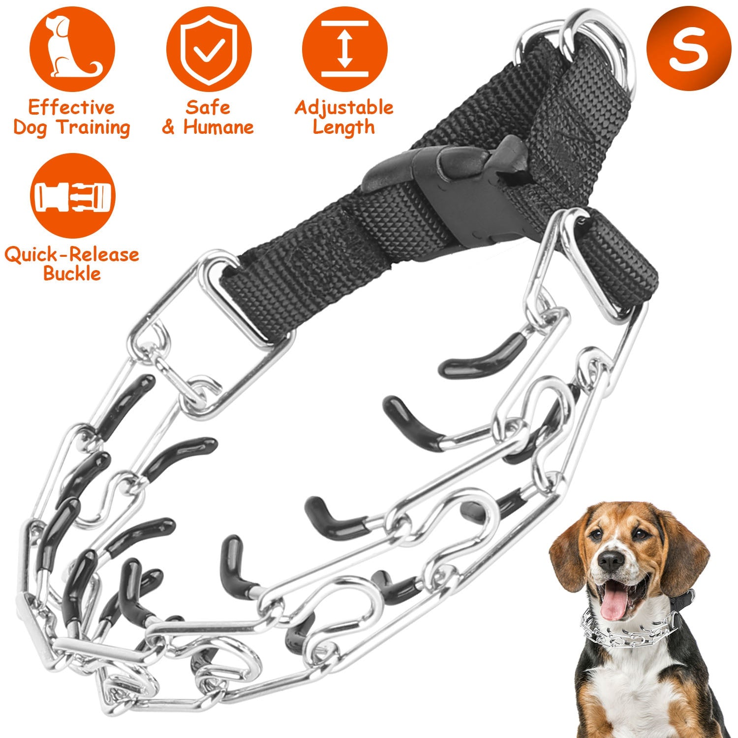 Adjustable Dog Choke Collar Training Chain Dog Necklace with Buckle for Small Medium Large Dogs