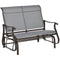 Outsunny Patio Glider Rocking Chair Double Seat Outdoor Light Grey Steel Frame Mesh Backrest Garden Furniture