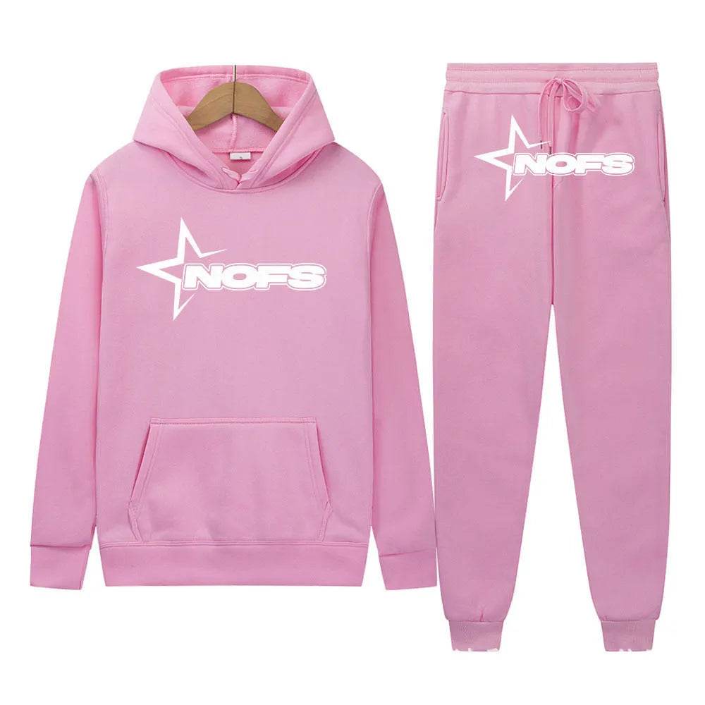 2 pcs Gothic Punk Rock Streetwear Hoodie Outfit set Unisex 