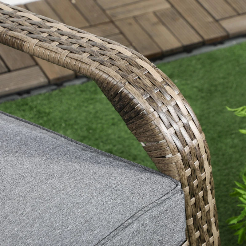 Wicker Adirondack Chair, PE Rattan Outdoor Fire Pit Chair Muskoka Chair with Cushions, Mixed Grey