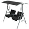 Outsunny 2-Seater Outdoor Porch Swing with Adjustable Canopy and Table, Patio Swing Chair for Garden, Poolside, Backyard, Black