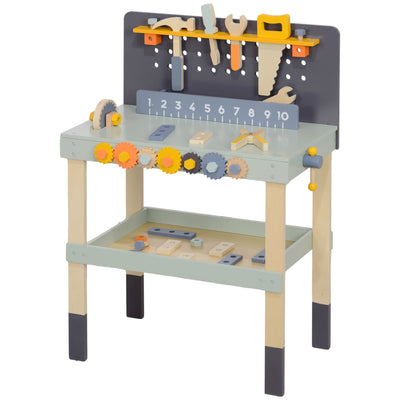 Qaba 49 Piece Kids Workbench Playset for Boys Girls 3-6 Years, Light Blue 