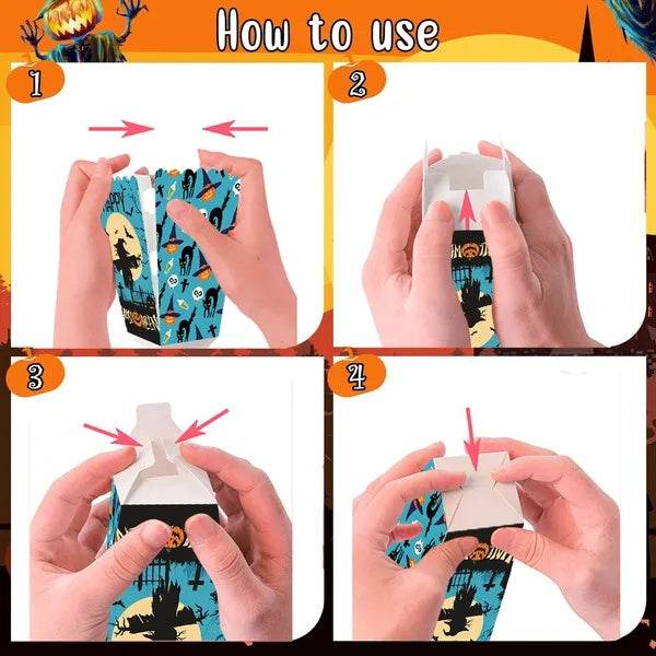 12Pcs Halloween Popcorn Box 3 Designs Spooky Halloween Trick Or Treat Boxes Bloody Theme Party Favor Snack Boxes Candy Cookie Container Paper Boxes For Halloween Holiday Party Supply 