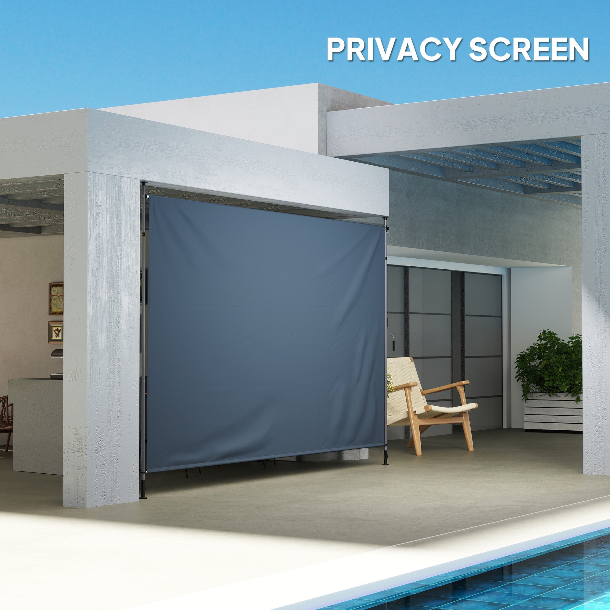 Outsunny 13' x 10' Manual Retractable Patio Awning, Outdoor Privacy Screen with UPF30+ & Water-Resistant Fabric, Dark Grey 