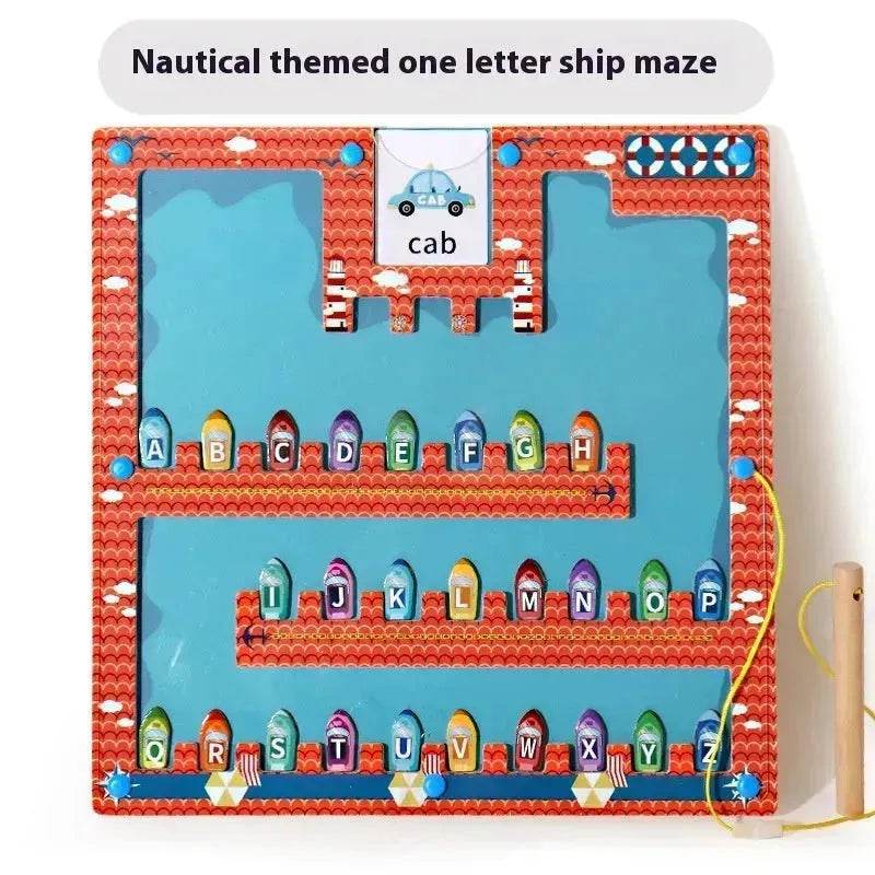 Magnetic Letters Matching Walking Parking Maze Letters Early Cognitive Montessori Educational Toys 