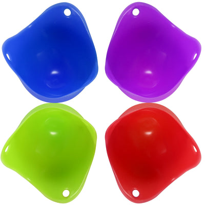 4 Pack Egg Poachers Silicone Egg Poaching Cups BPA Free Non-Stick Poached Egg Maker for Microwave Stovetop Egg Cooking 