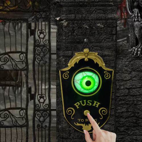 HOMCOM 7.1 Halloween Decoration, Animatronic Doorbell With Simulation Light-up Eyeball, Sound And Motion Activated Animated Prop W  Piercing Doorbell Sound 