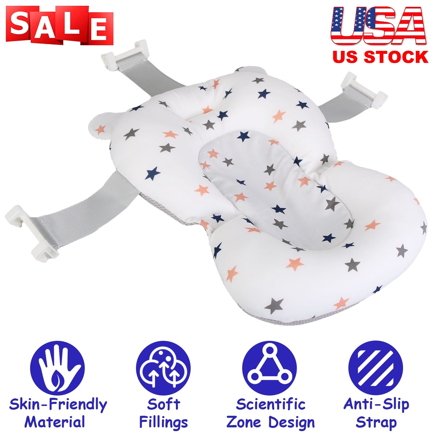 Baby Bath Cushion Pad for Bathtub Infant Bath Supporter Pad Only Newborn Bathtub Mat Quick Dry Baby Bath Floating Pillow