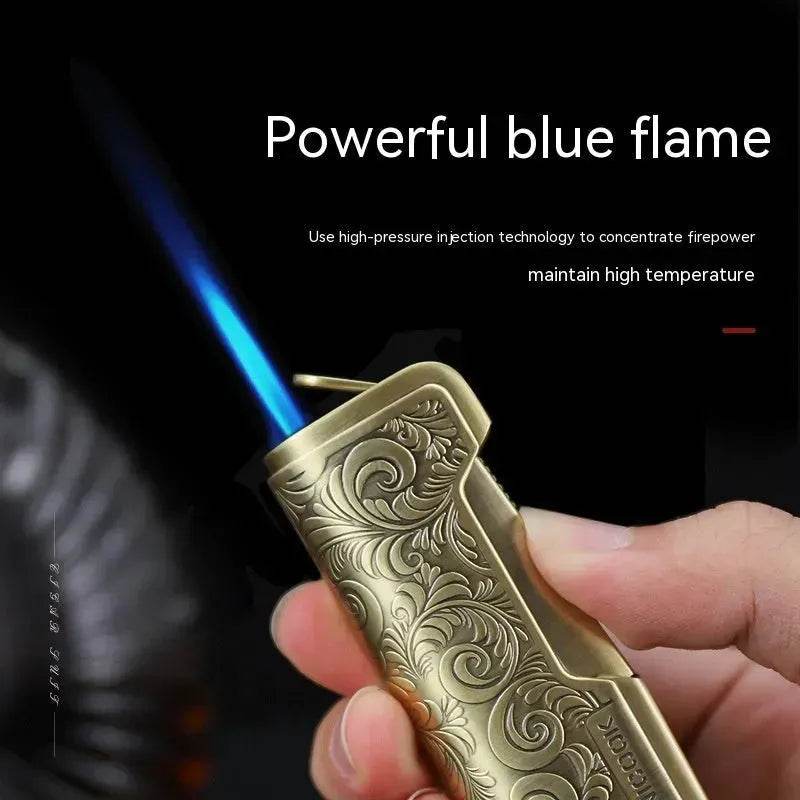 Embossed Portable Metal Alloy Cigar Cutter and Torch Lighter Gift box set 