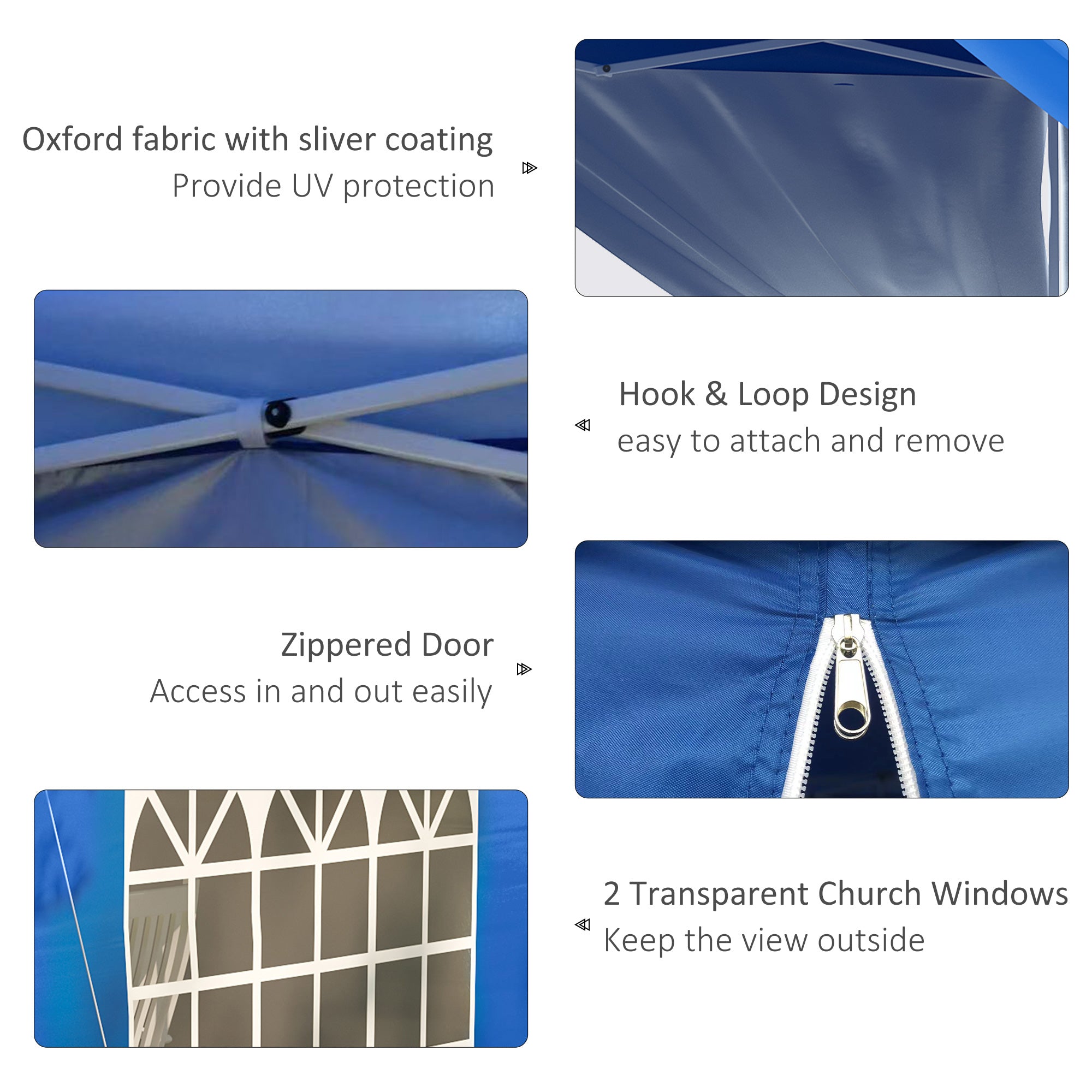 Outsunny 10' x 10' Pop Up Canopy Tent, Instant Shelter Tent with Sidewalls, Windows, Roller Bag and Sand Bags for Garden, Patio, Blue 