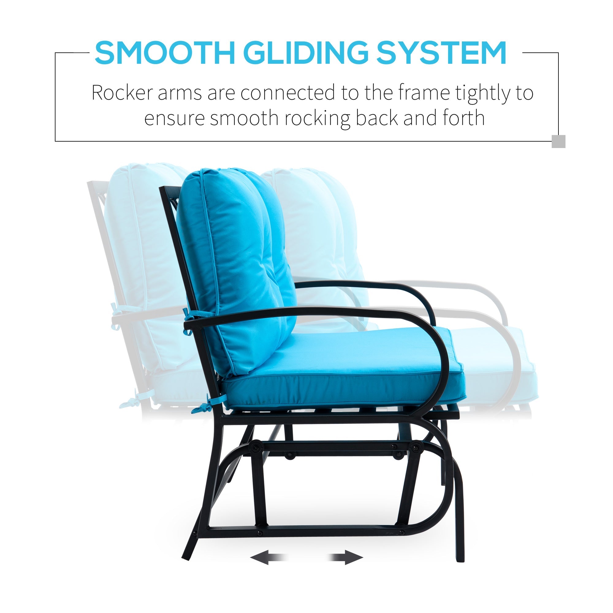 Outsunny 2-Person Outdoor Glider Chair, Patio Double Rocking Loveseat with Steel Frame & Cushions, Blue 