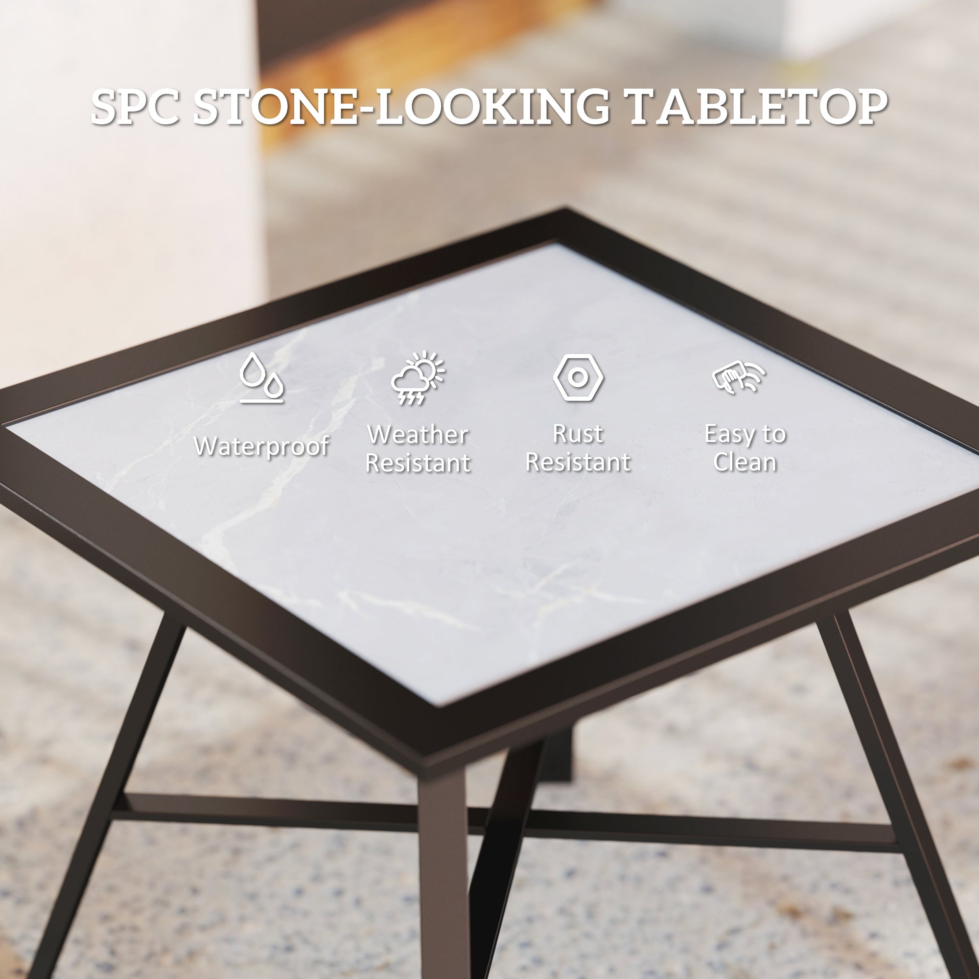 Outsunny Small Outdoor Side Table, Patio Side Table with SPC Tabletop for Garden, Patio, Lawn, Grey 