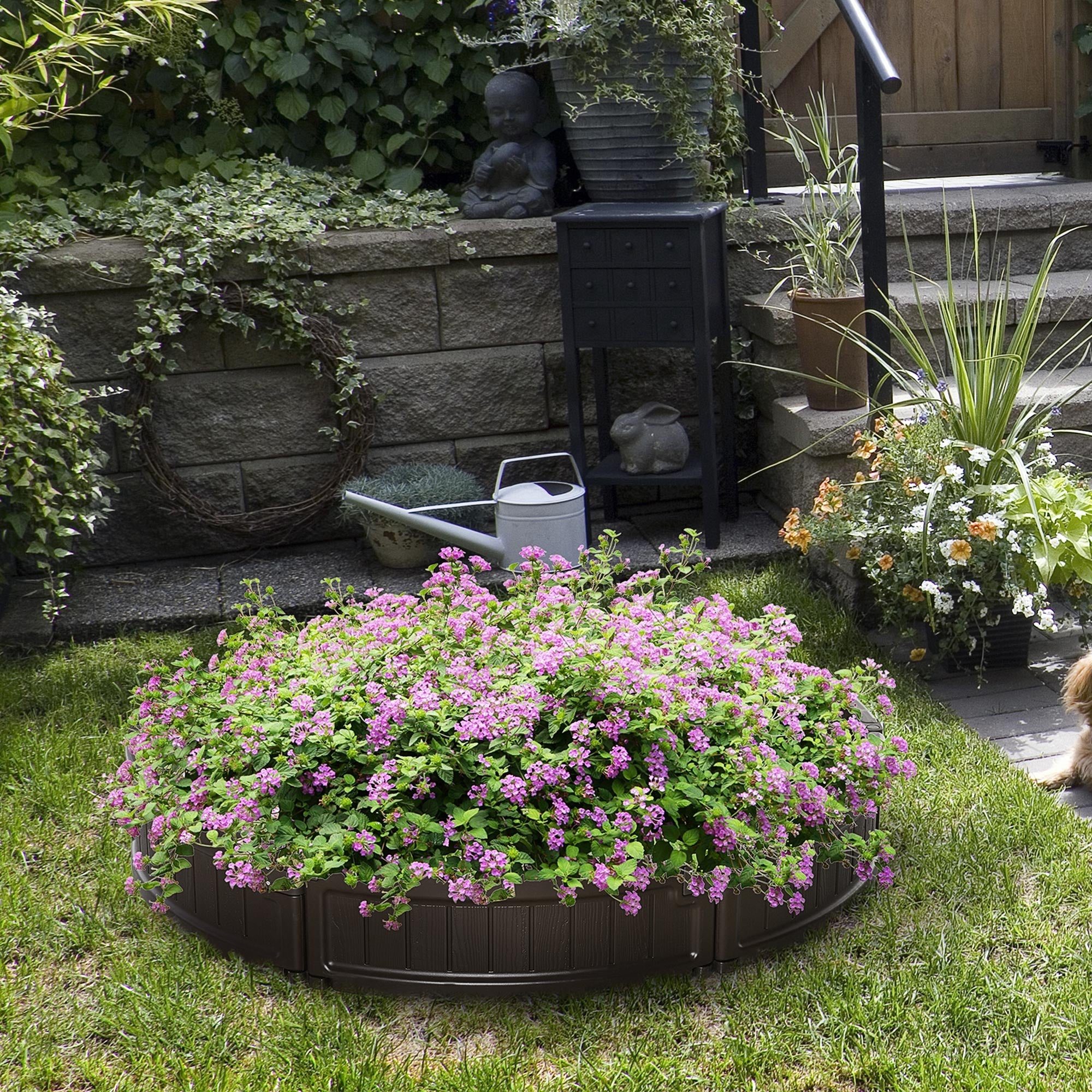 Outsunny 48"x48"x8" Round Raised Garden Bed: Planter Box for Flowers/Herbs/Veggies, Outdoor, Brown 