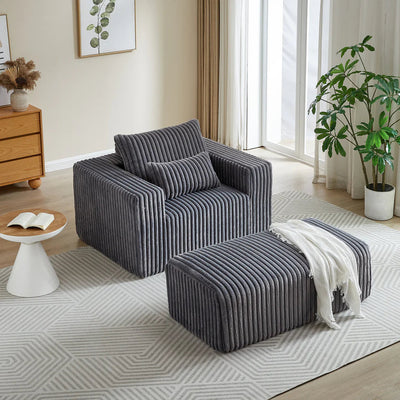 62.5-Inch Corduroy Sponge Sofa Lounge Chair No Assembly 