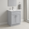 30-Inch Shaker Bathroom Vanity — White or Gray | Plywood Cabinet, Solid-Wood Doors, Soft-Close 3-Way Clip-On Hinges, Natural Wood Interior