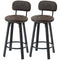 Bar Stools Set of 2, Upholstered Breakfast Bar Chairs with Footrest and Backrest for Kitchen Counter, Brown