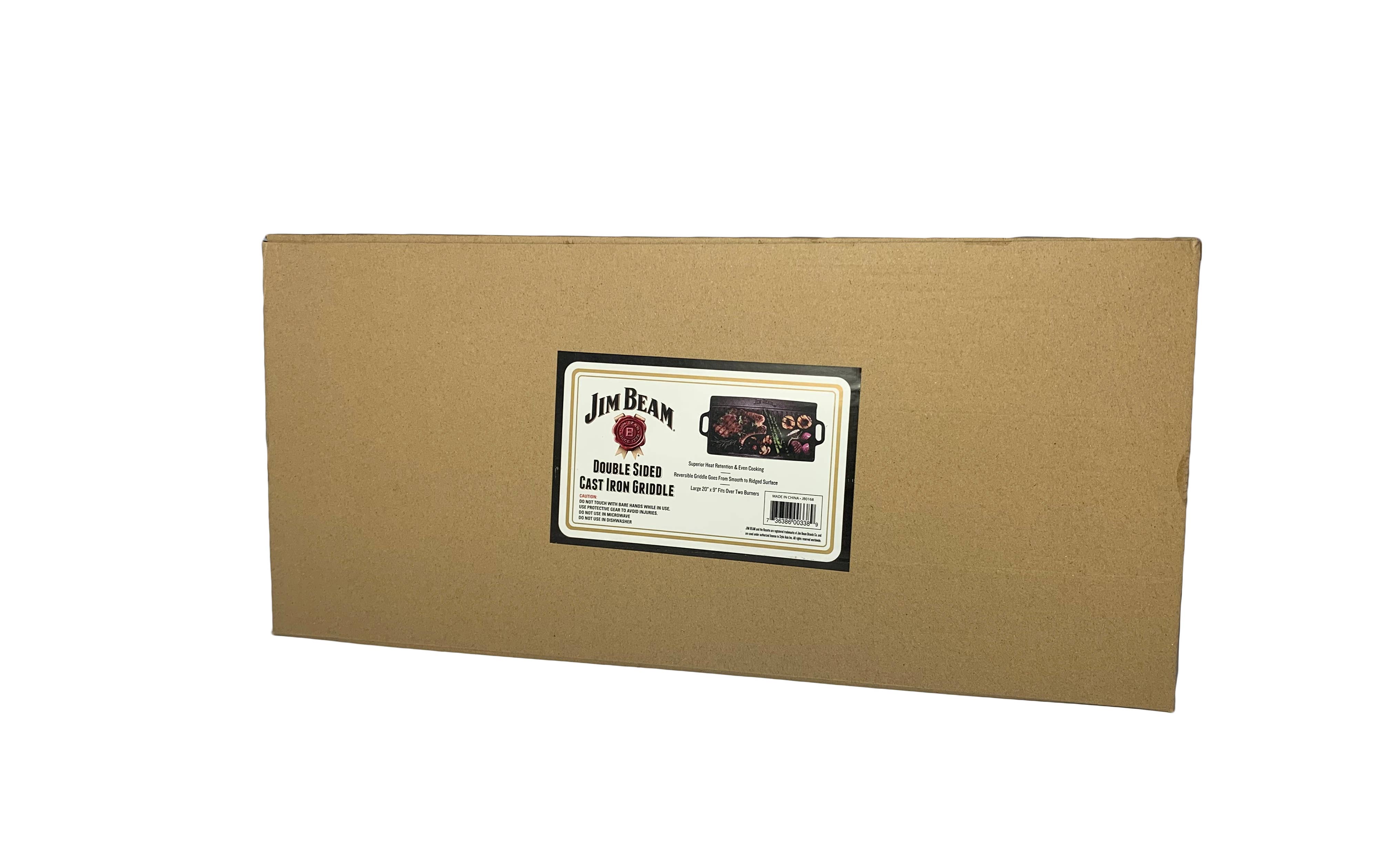 Jim Beam Pre Seasoned Double Sided Cast Iron Griddle Pan 