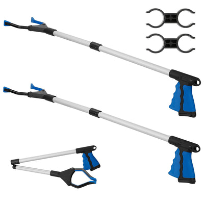 2 Pack 31.5” Folding Grabber Pick up Reaching Tool Hand Grip Heavy Duty Aid Trash Stick Litter Picker 