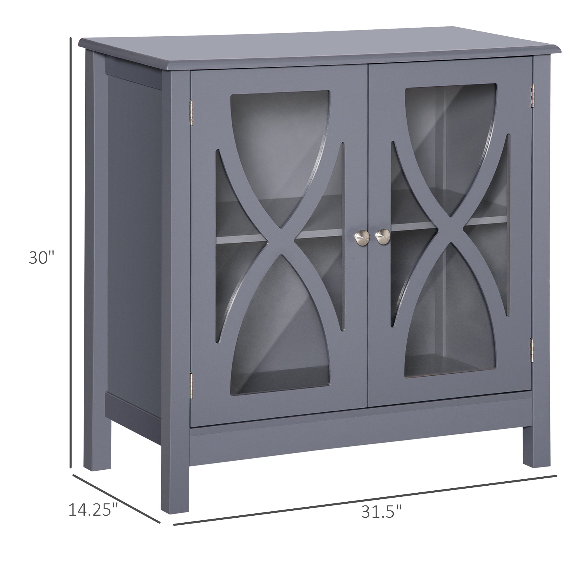 HOMCOM Dining Delight: Kitchen Sideboard w/ Glass Door, Buffet Cabinet, Accent Cupboard, Adjustable Shelf for Dining Living Room, Grey 