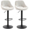 Bar Stools Set of 2, Swivel Counter Height Barstools with Adjustable Height, Plush Upholstered Bar Chairs with Round Metal Base and Footrest, Cream