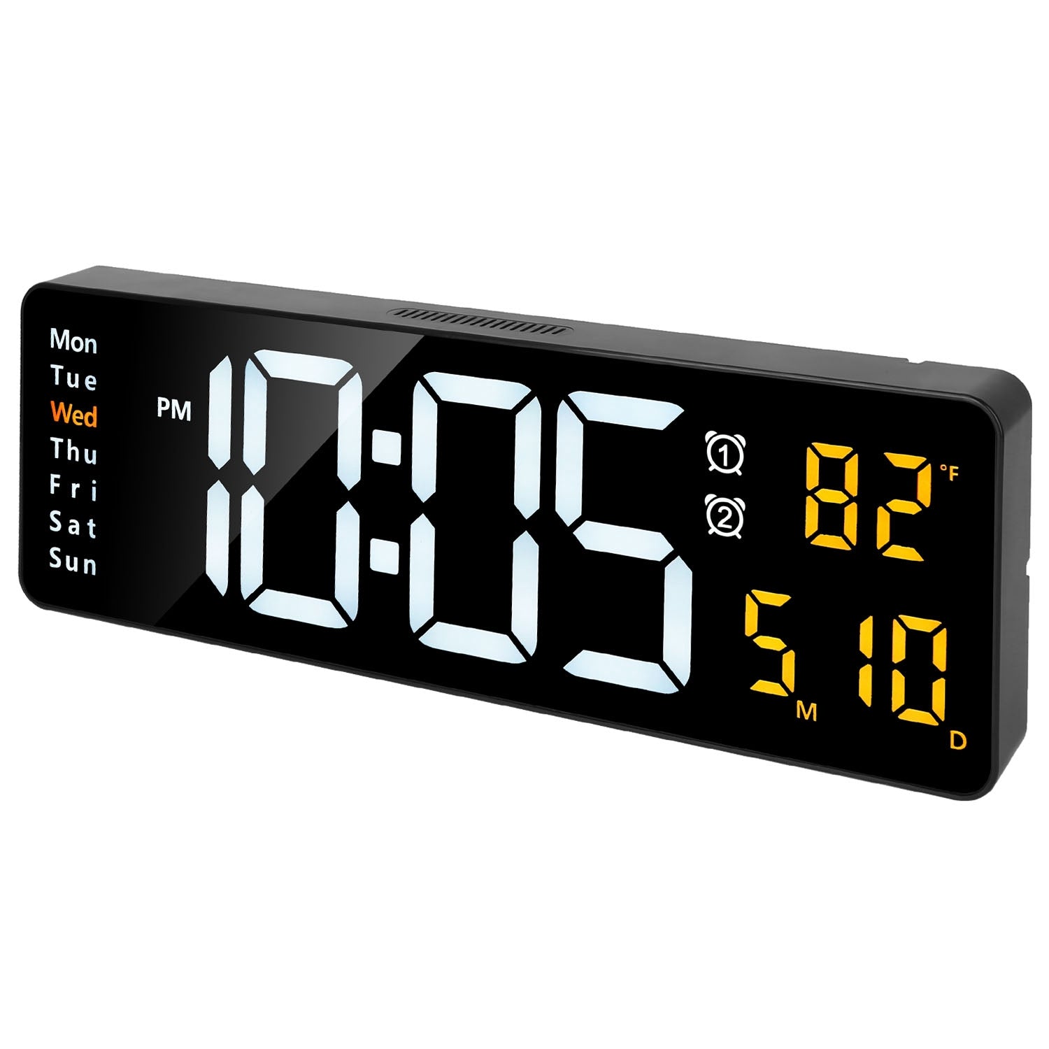 15.7in LED Digital Wall Clock with Remote Control 10 Level Brightness 3 Alarm Settings 12/24Hr Format Timing Countdown Temperature Calendar Display De 