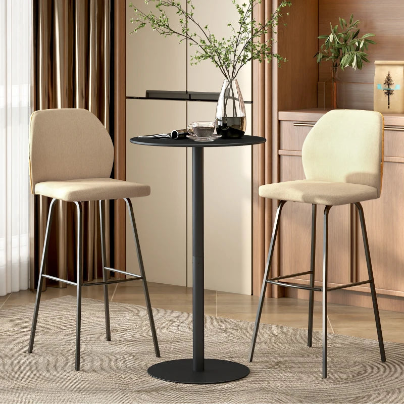 Round Bar Table for 2, Modern Pub Table with Steel Frame, Easy Assembly for Small Space Home Bar Cocktail Bistro, Black