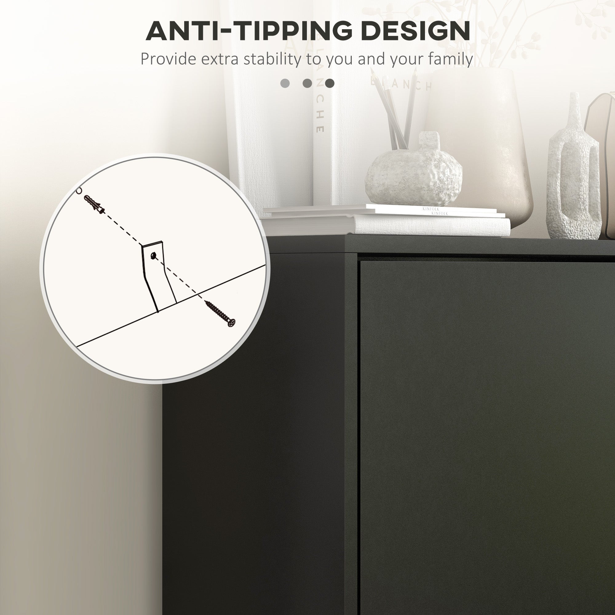 HOMCOM Slim Shoe Storage Cabinet 3 Flip Drawers Adjustable Shelves for 18-24 Pairs Black 