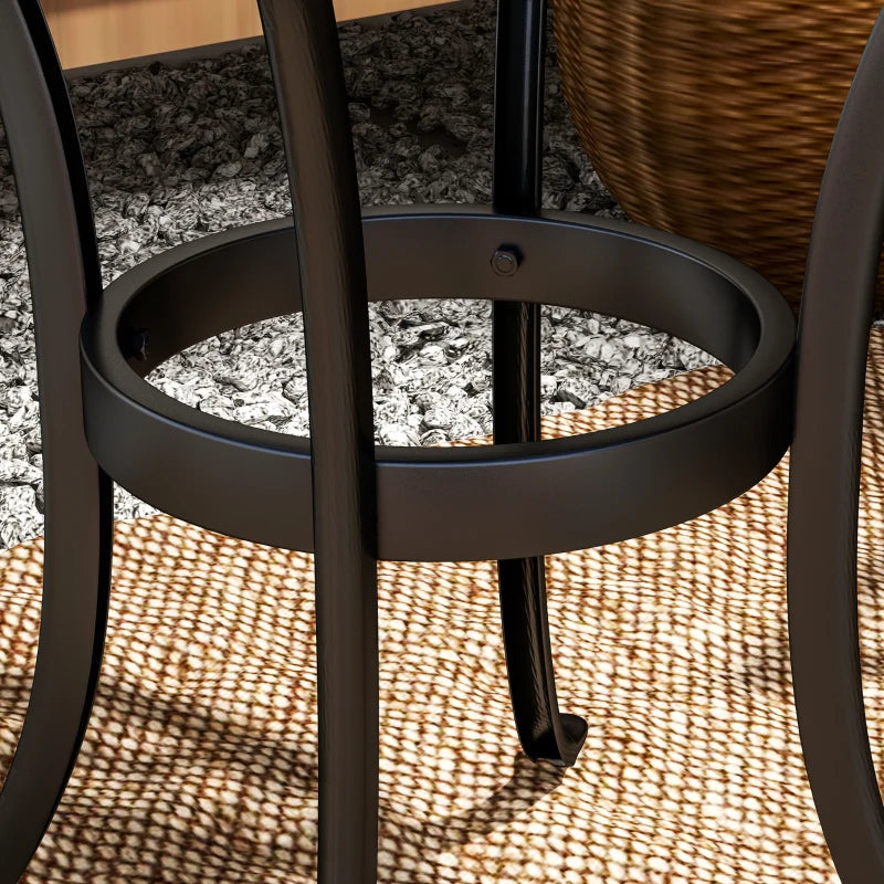 Ф23.6" Round Outdoor Side Table, Cast Aluminum Frame Patio Coffee Side Desk for Patio, Garden, Balcony, Black