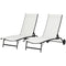 Outsunny Adjustable Lounge Chairs 2PCs Set with Wheels 5-Level Backrest for Garden Patio Poolside Deck White