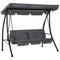 Outsunny Convertible Patio Swing Chair Garden 3 Person Hammock Outdoor Lounge Bed Cushioned with Tilt Canopy Dark Grey