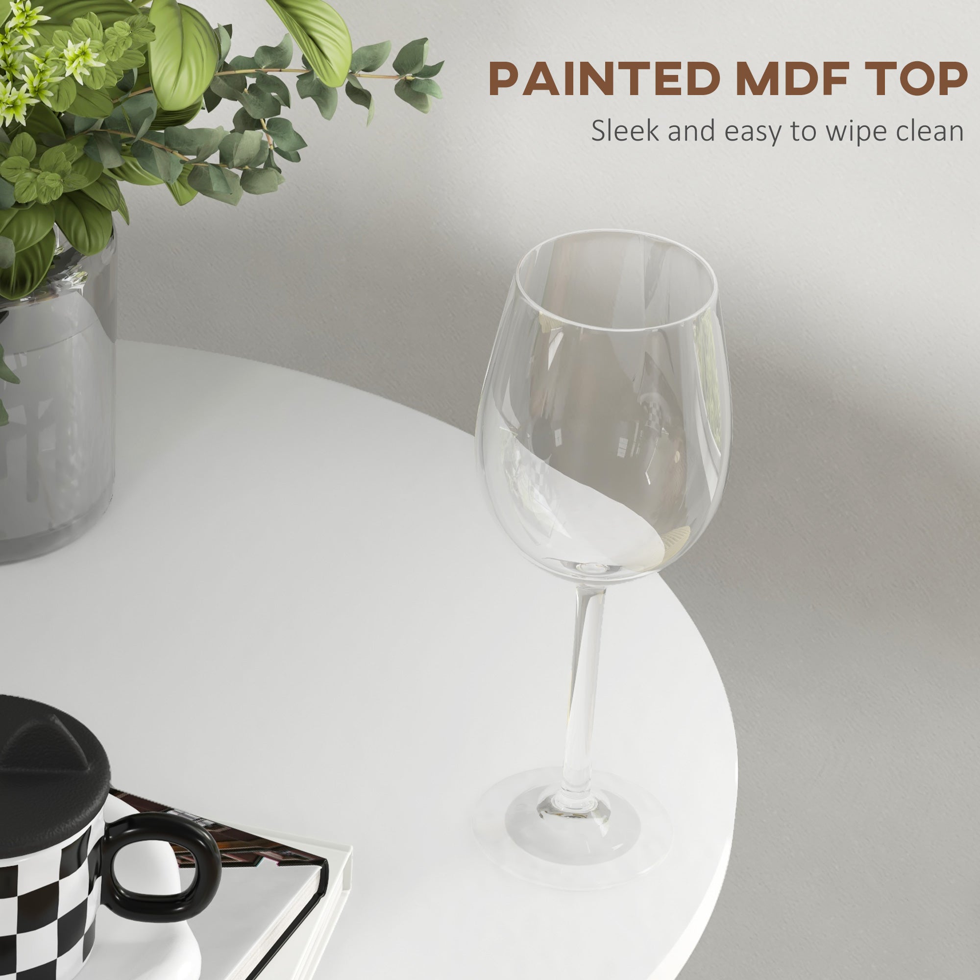 HOMCOM Modern High Top Bar Table Round Dining Painted Top Steel Base Bistro Table for 2 White 