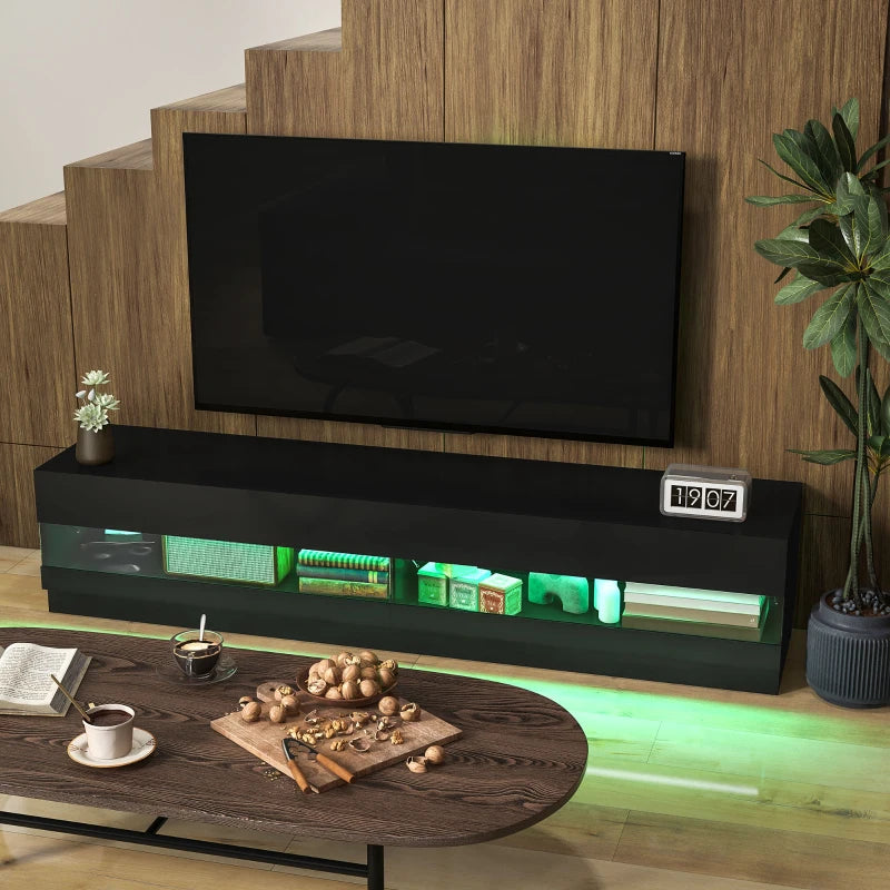 Lighted TV Stand for TVs up to 75", TV Cabinet with Storage for Living Room, High Gloss Black