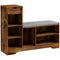 Upholstered Shoe Storage Bench w/ Seat, Entrance Bench w/ Drawer and 6 Open Shelves for Hallway, Rustic Brown