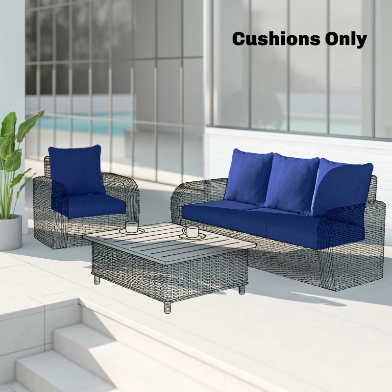 Outdoor Chair Cushions Set of 4, Fade Resistant Patio Chair Cushions for Outdoor Furniture, 24" x 24", Navy Blue