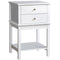 HOMCOM Elegant End Table: Modern Sofa Side Table with Drawers and Storage Shelf, Nightstand for Bedroom, Living Room, Crisp White