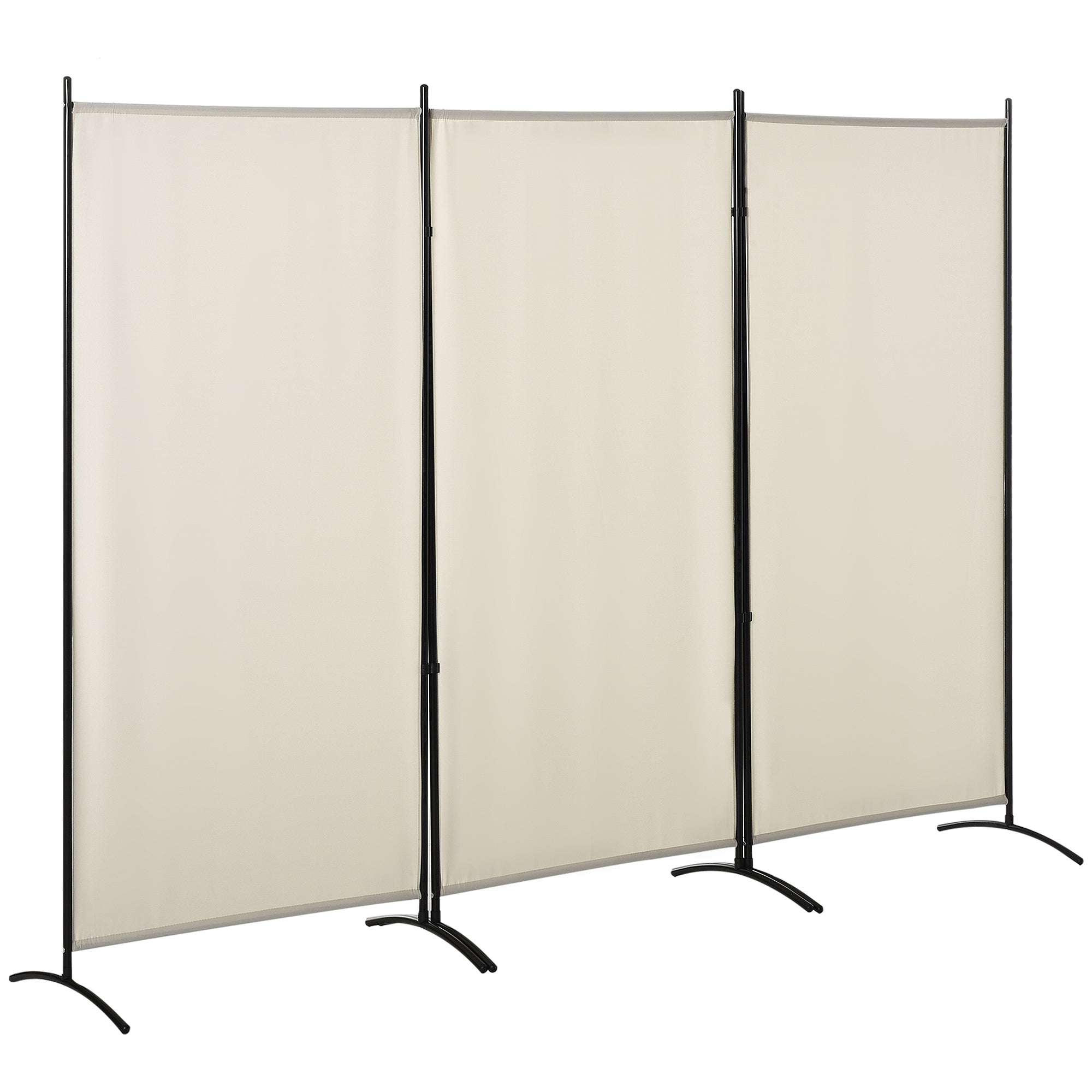 HOMCOM Discreet Division: 6' 3-Panel Double Hinged Folding Wall Privacy Screen for Indoor Home Office, Beige Finish 