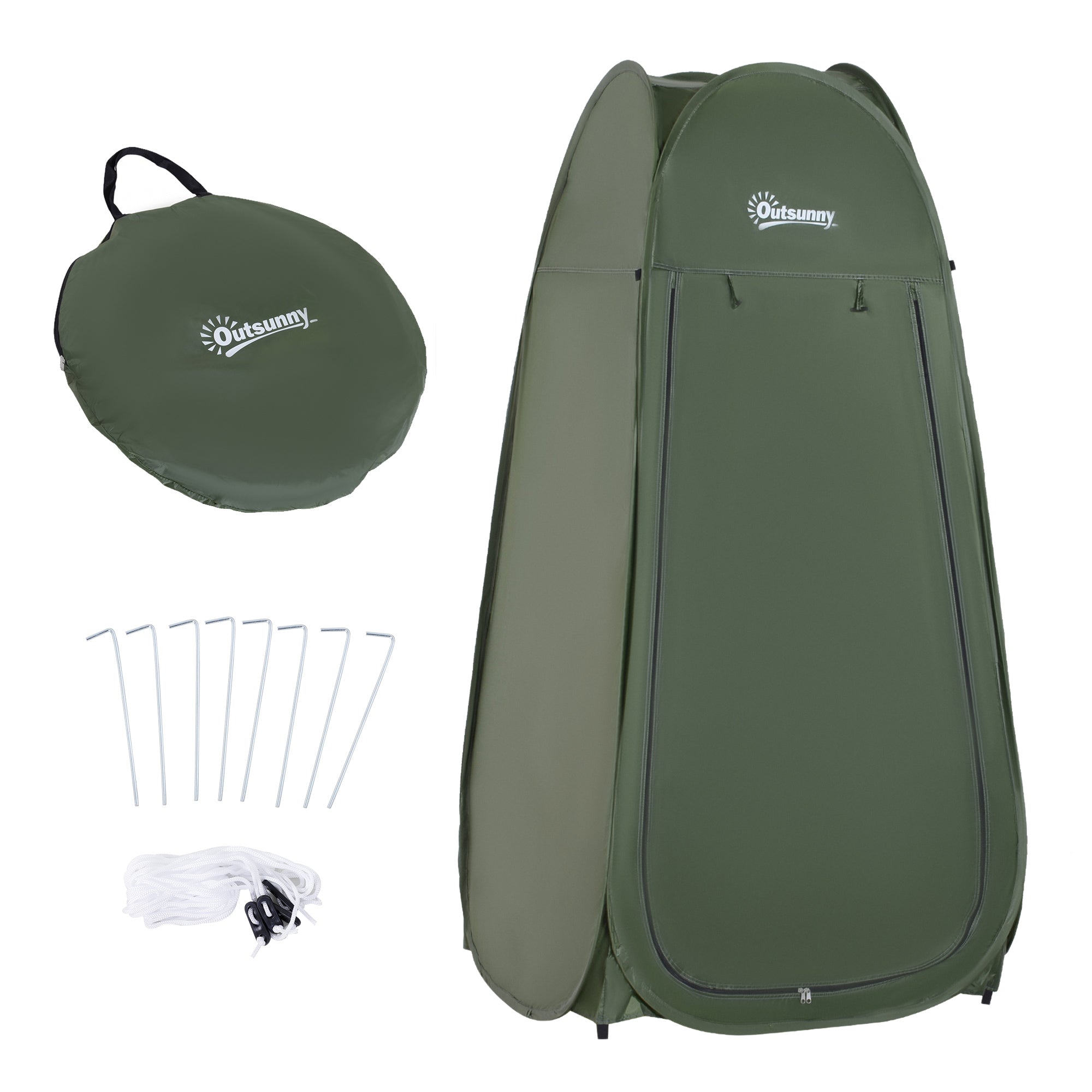 Outsunny Portable Pop Up Camping Shower Tent Dressing Changing Privacy Shelter Green 