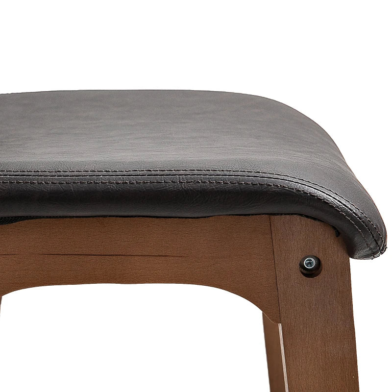 Modern Bar Stools Set of 2, Counter Height Bar Chair with PU Leather Wooden Frame Padding Seats for Dining Room Home Bar, Dark Brown