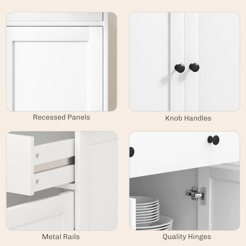 Modern Sideboard, Buffet Cabinet with Storage Drawers, Adjustable Shelves for Living Room, Dining Room, Entryway, White