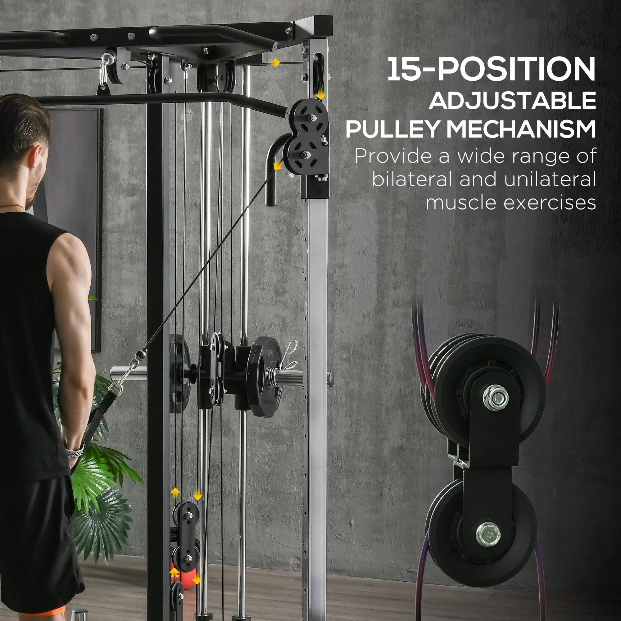 Soozier Multifunctional Home Gym Machine with Pull Up Bar, 15-Position Adjustable Strength Training Workout Station 