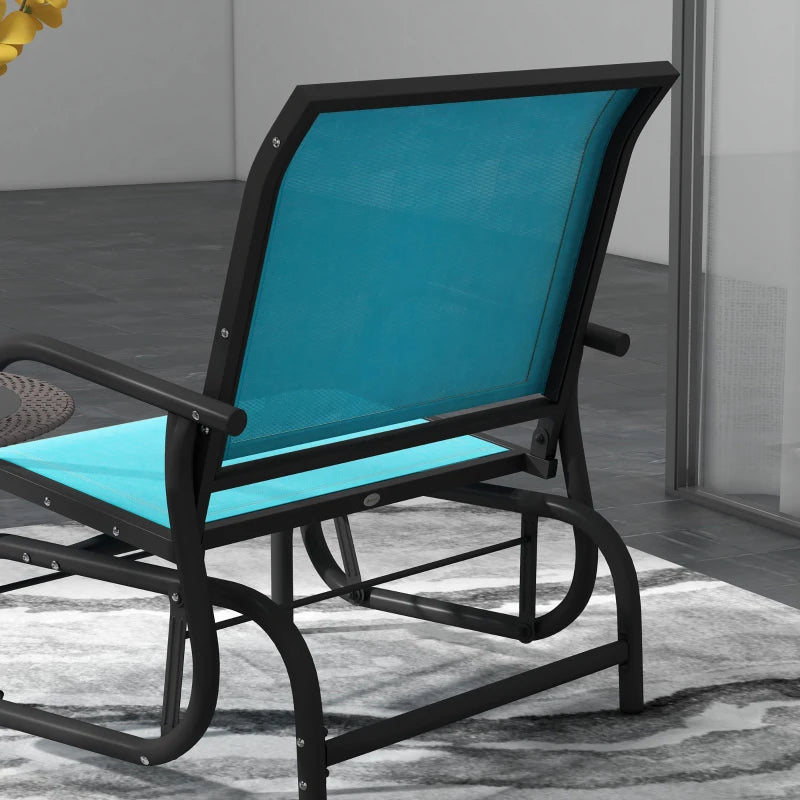 Patio Glider Set of 2 Outdoor Glider Chair with Breathable Mesh Seat & Backrest, Armrests and Metal Frame, Blue